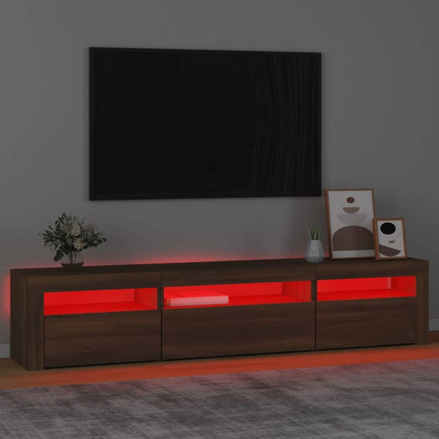 vidaXL Tv-meubel met LED-verlichting 195x35x40 cm bruin eikenkleur