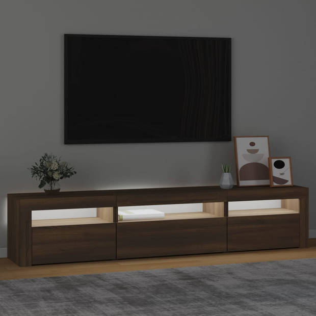 vidaXL Tv-meubel met LED-verlichting 195x35x40 cm bruin eikenkleur