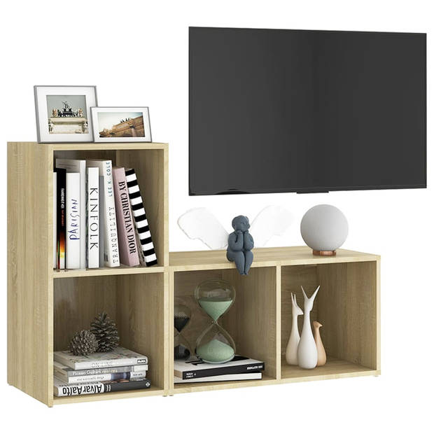 vidaXL Tv-meubelen 2 st 72x35x36,5 cm bewerkt hout sonoma eikenkleurig