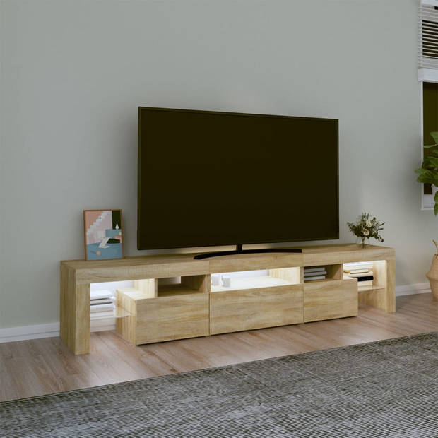 vidaXL Tv-meubel met LED-verlichting 200x36,5x40cm sonoma eikenkleurig