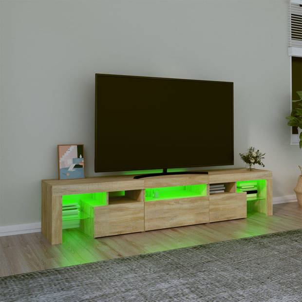 vidaXL Tv-meubel met LED-verlichting 200x36,5x40cm sonoma eikenkleurig