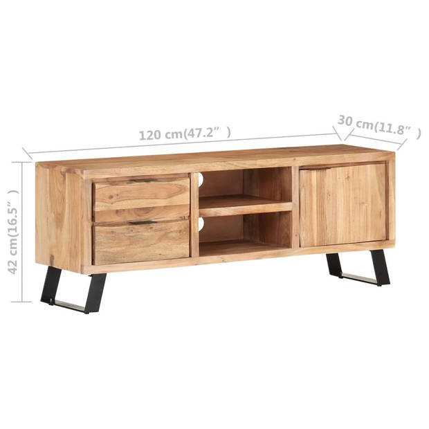 vidaXL Tv-meubel met natuurlijke randen 120x30x42cm massief acaciahout