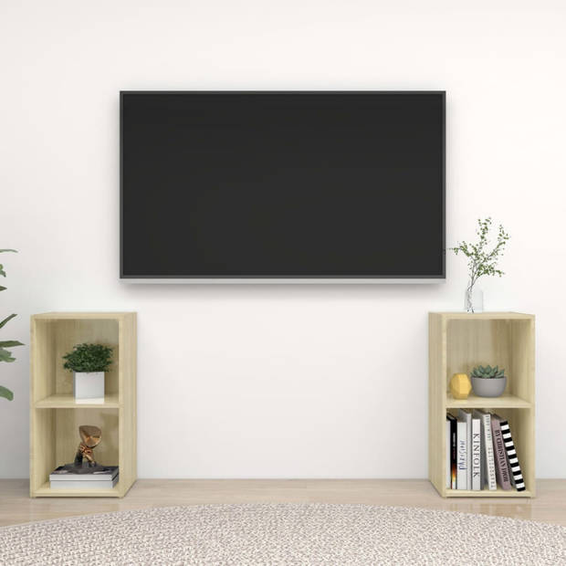 vidaXL Tv-meubelen 2 st 72x35x36,5 cm bewerkt houtsonoma eikenkleurig