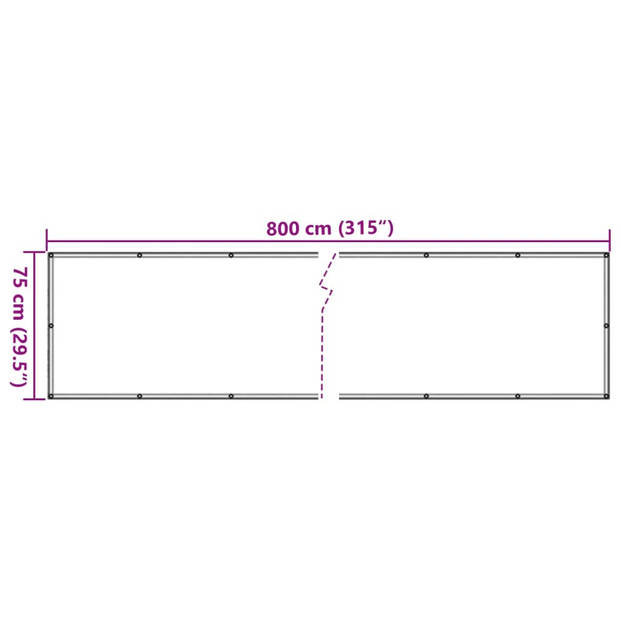 vidaXL Balkonscherm 800x75 cm PVC crèmekleurig