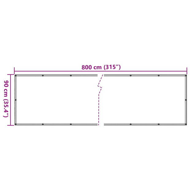 vidaXL Balkonscherm 800x90 cm PVC antracietkleurig