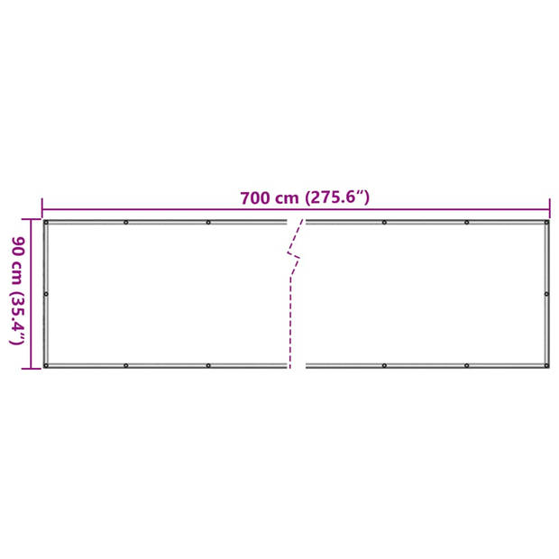 vidaXL Balkonscherm 700x90 cm PVC grijs