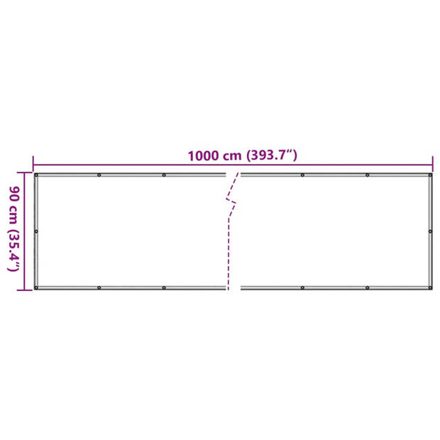 vidaXL Balkonscherm 1000x90 cm PVC grijs