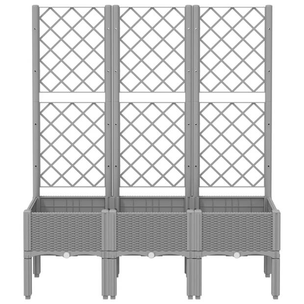 vidaXL Plantenbak met latwerk 120x40x142 cm polypropeen lichtgrijs