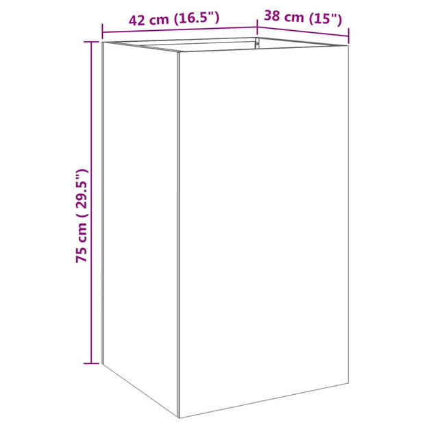 vidaXL Plantenbak 42x38x75 cm roestvrij staal zilverkleurig