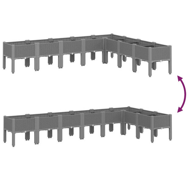 vidaXL Plantenbak met poten 200x160x42 cm polypropeen lichtgrijs