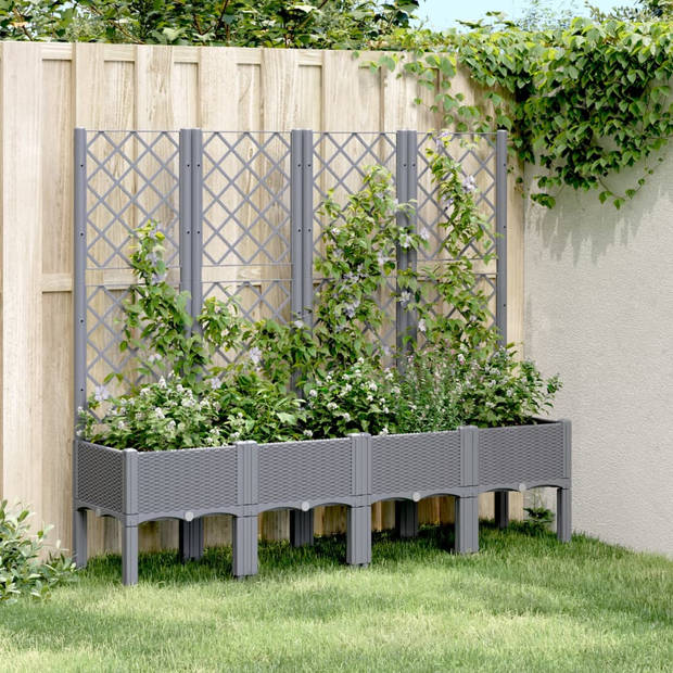 vidaXL Plantenbak met latwerk 160x40x142 cm polypropeen grijs