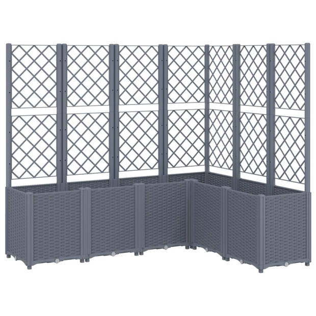 vidaXL Plantenbak met latwerk 160x120x140 cm polypropeen grijs