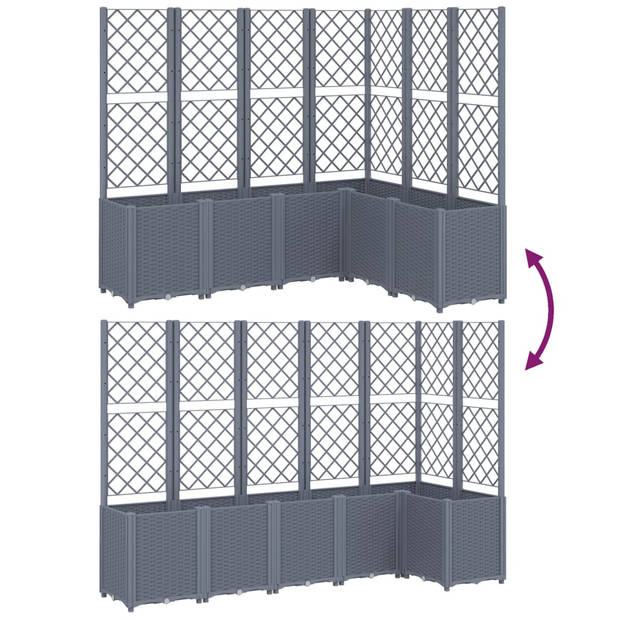 vidaXL Plantenbak met latwerk 160x120x140 cm polypropeen grijs