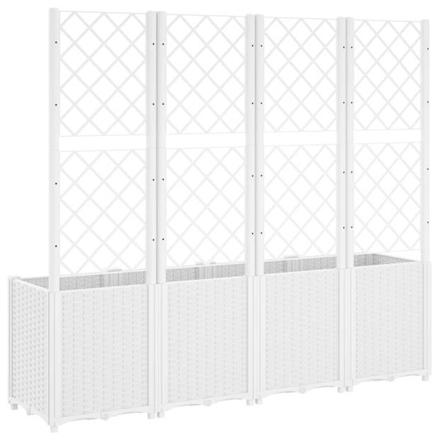 vidaXL Plantenbak met latwerk 160x40x140 cm polypropeen wit