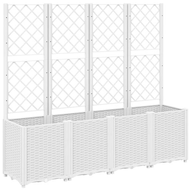 vidaXL Plantenbak met latwerk 160x40x140 cm polypropeen wit