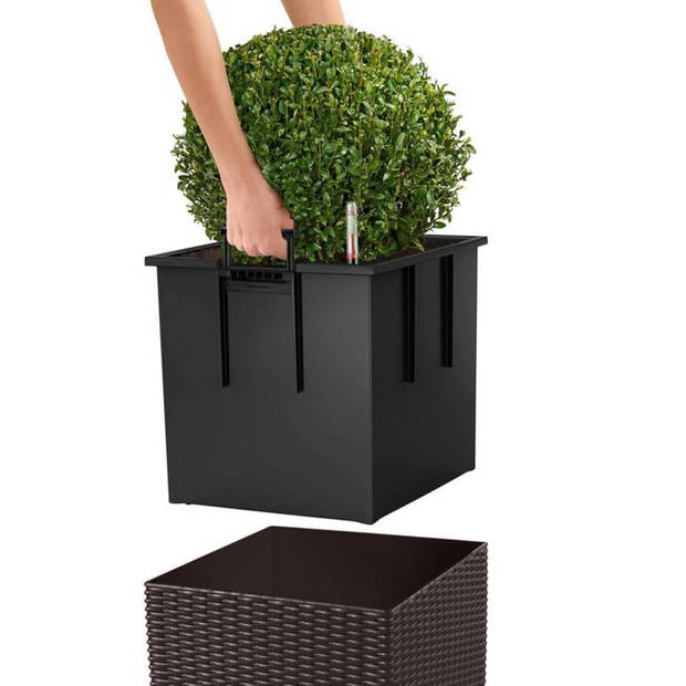 LECHUZA Plantenbak CUBE Cottage 40 ALL-IN-ONE mokkakleurig