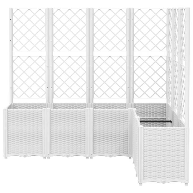 vidaXL Plantenbak met latwerk 160x120x140 cm polypropeen wit