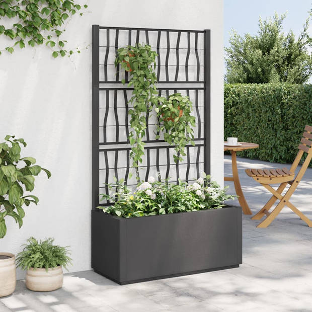 vidaXL Plantenbak met latwerk 80x36x140 cm polypropeen donkergrijs