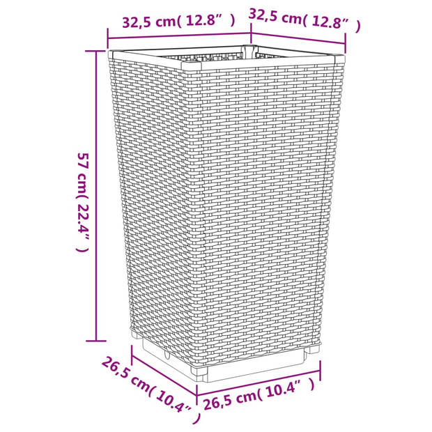 vidaXL Plantenbakken 4 st 32,5x32,5x57 cm polypropeen zwart