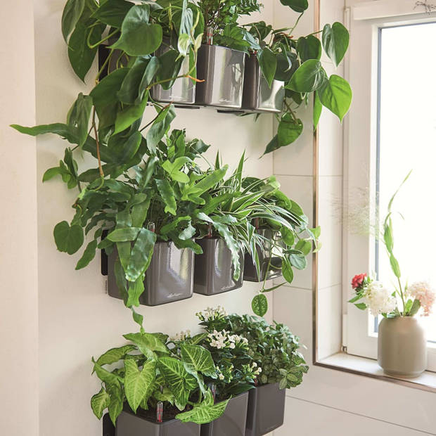 LECHUZA Plantenbakken 3 st Green Wall Home Kit glanzend antraciet