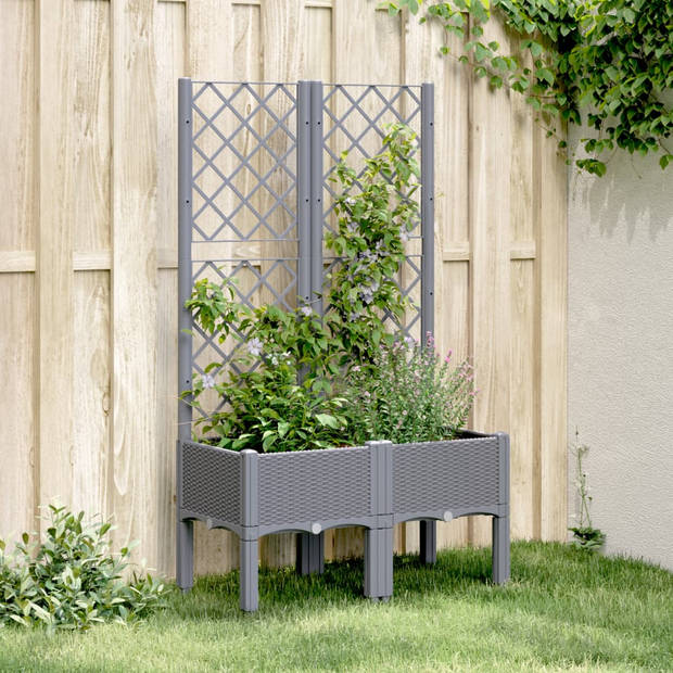 vidaXL Plantenbak met latwerk 80x40x142 cm polypropeen grijs