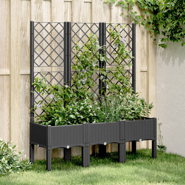 vidaXL Plantenbak met latwerk 120x40x142 cm polypropeen zwart