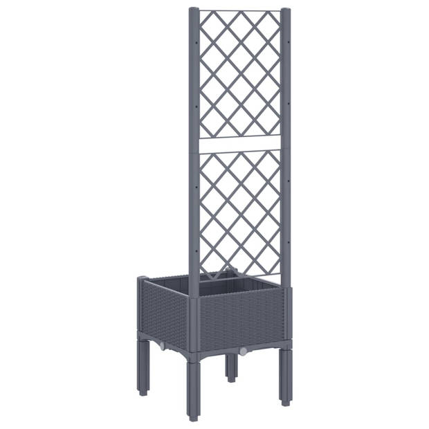 vidaXL Plantenbak met latwerk 40x40x142 cm polypropeen grijs