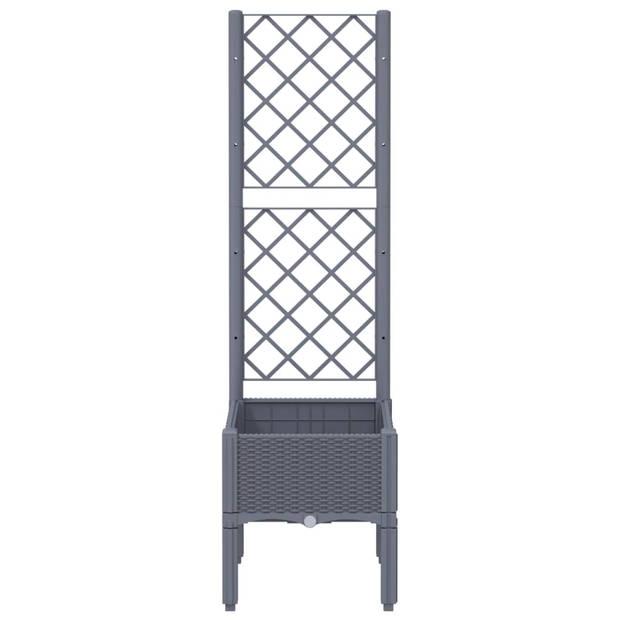 vidaXL Plantenbak met latwerk 40x40x142 cm polypropeen grijs