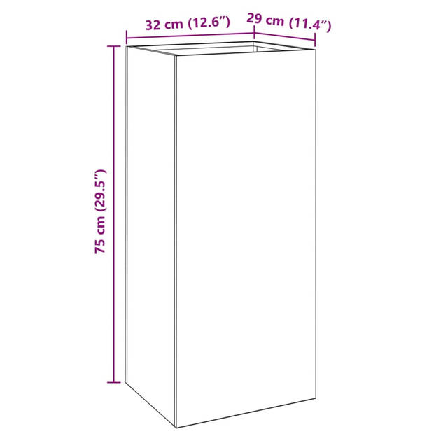 vidaXL Plantenbak 32x29x75 cm gegalvaniseerd staal zilverkleurig