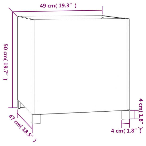 vidaXL Plantenbak met poten roestig 49x47x50 cm cortenstaal