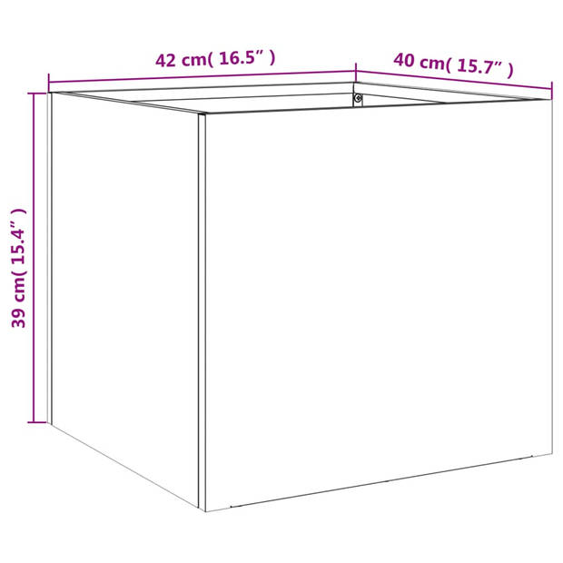 vidaXL Plantenbak 42x40x39 cm gegalvaniseerd staal zilverkleurig