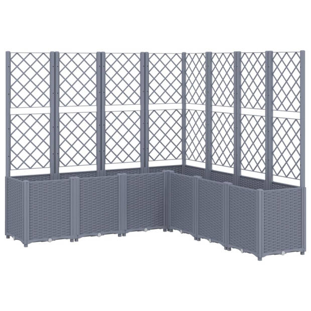 vidaXL Plantenbak met latwerk 160x160x140 cm polypropeen grijs