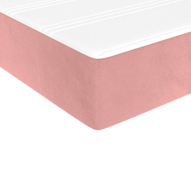 vidaXL Boxspring met matras fluweel roze 80x200 cm