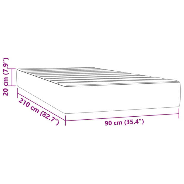 vidaXL Pocketveringmatras 90x210x20 cm fluweel lichtgrijs