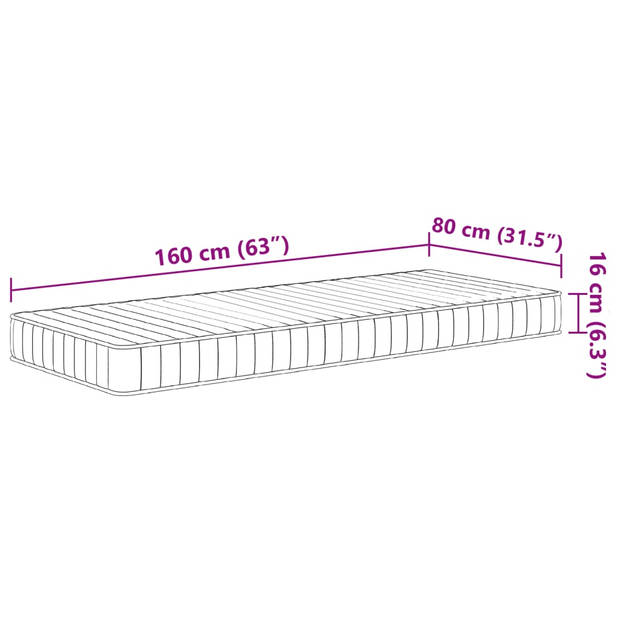 vidaXL Schuimmatras voor kinderen middelzacht 80x160 cm