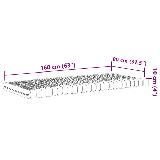 vidaXL Schuimmatras voor kinderen 7 zone hardheid 20 ILD 80x160 cm wit