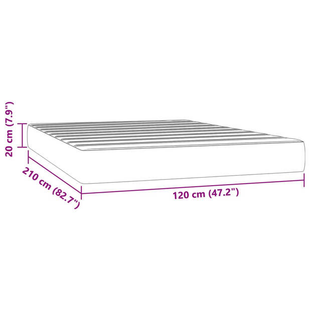 vidaXL Pocketveringmatras 120x210x20 cm fluweel lichtgrijs