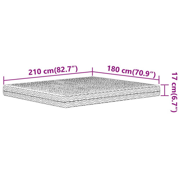 vidaXL Schuimmatras hardheid H2 H3 180x210 cm wit