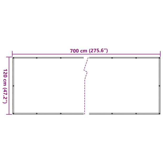 vidaXL Balkonscherm 700x120 cm PVC crèmekleurig