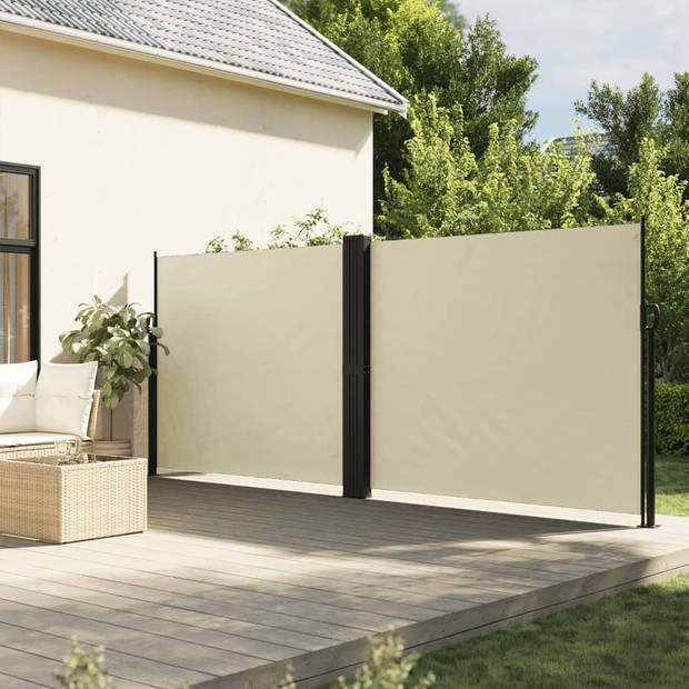 vidaXL Windscherm uittrekbaar 160x600 cm crèmekleurig