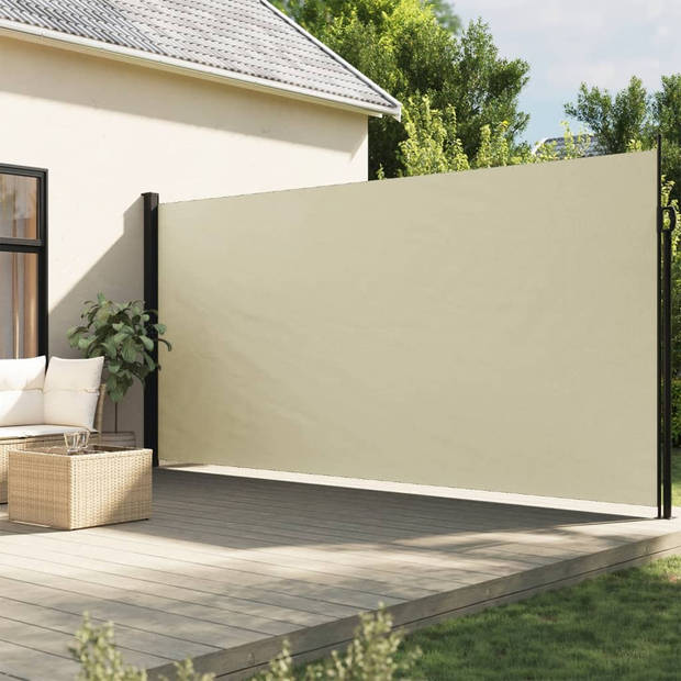 vidaXL Windscherm uittrekbaar 220x600 cm crèmekleurig