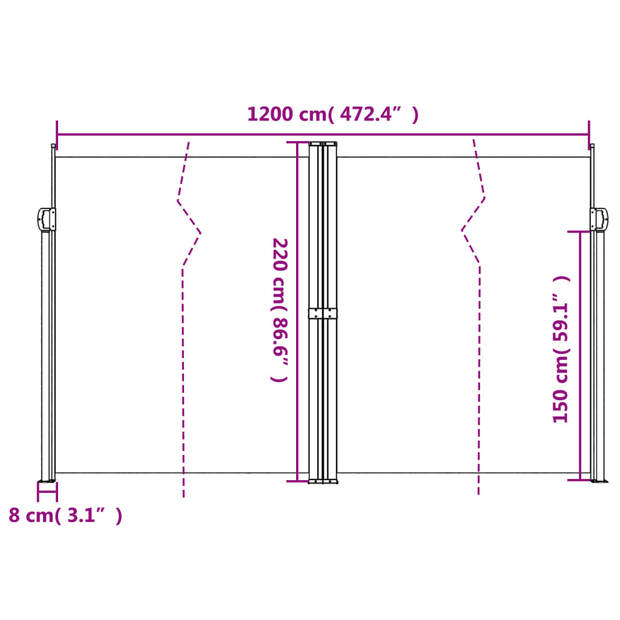 vidaXL Windscherm uittrekbaar 220x1200 cm donkergroen