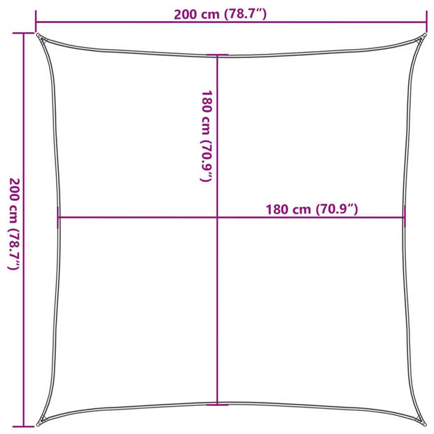 vidaXL Zonnezeil 160 g/m² vierkant 2x2 m HDPE lichtgrijs