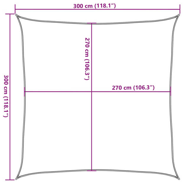 vidaXL Zonnezeil 160 g/m² 3x3 m HDPE oranje