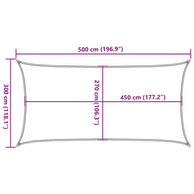 vidaXL Zonnezeil 160 g/m² rechthoekig 3x5 m HDPE zandkleurig