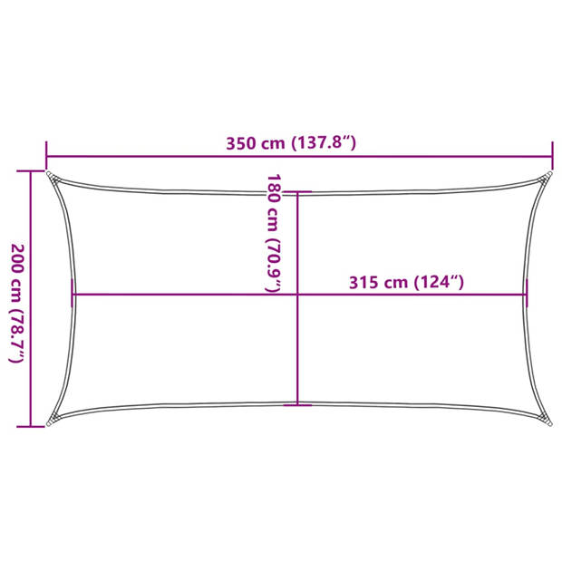 vidaXL Zonnezeil rechthoekig 160 g/m² 2x3,5 m HDPE lichtgrijs