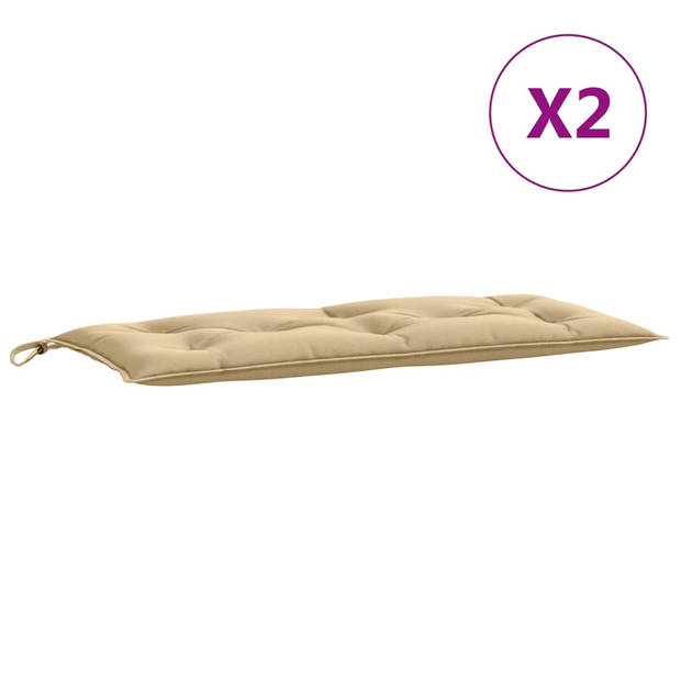 vidaXL Tuinbankkussens 2 st 100x50x7 cm stof gemêleerd beige