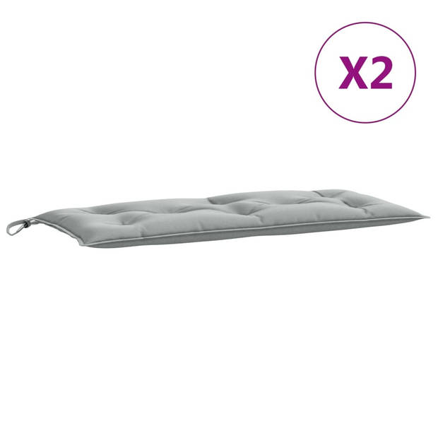 vidaXL Tuinbankkussens 2 st 100x50x7 cm stof gemêleerd lichtgrijs