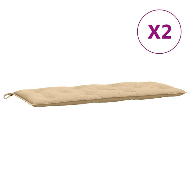 vidaXL Tuinbankkussens 2 st 120x50x7 cm stof gemêleerd beige