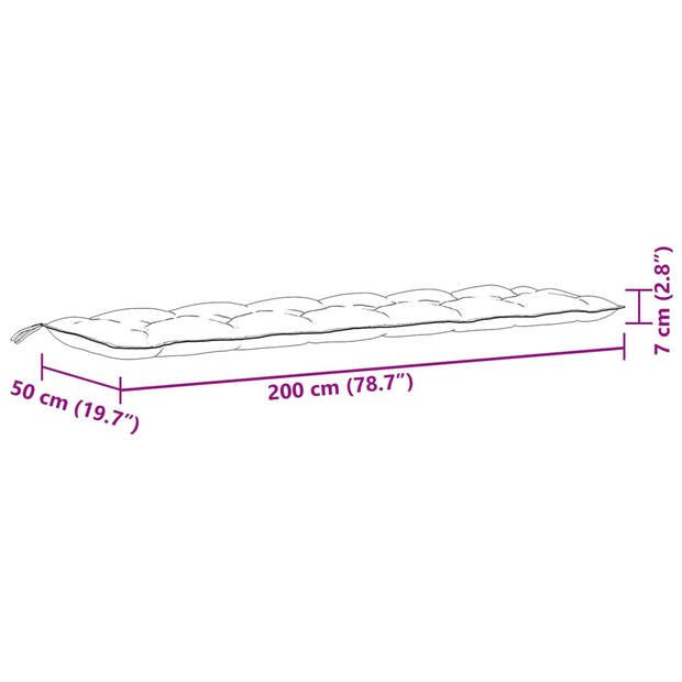 vidaXL Tuinbankkussens 2 st 200x50x7 cm stof gemêleerd lichtgrijs